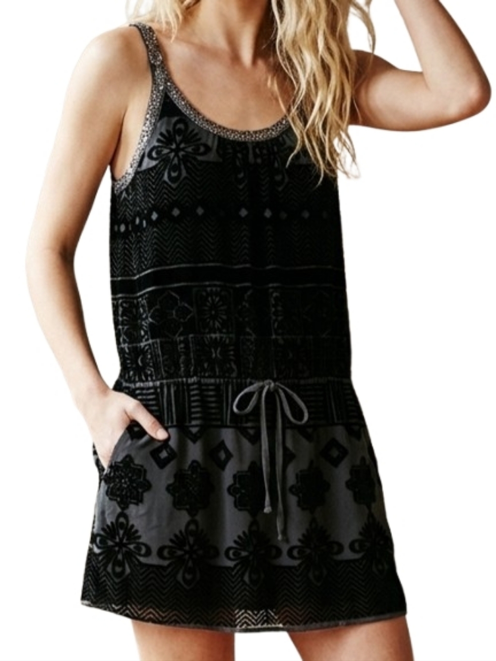 FREE PEOPLE Velvet Burnout Sequin Tunic Mini Dress